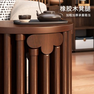 叠叠乐实木圆凳子x茶几家用可叠放凳现代吃饭登子餐桌 原木新中式