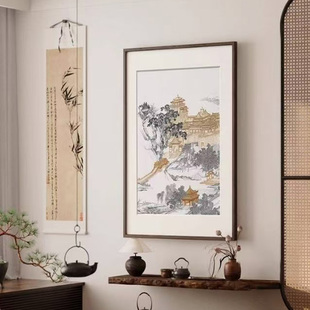新中式入户玄关挂画宋代美学民宿卧室壁画高级感茶室酒店别墅挂画