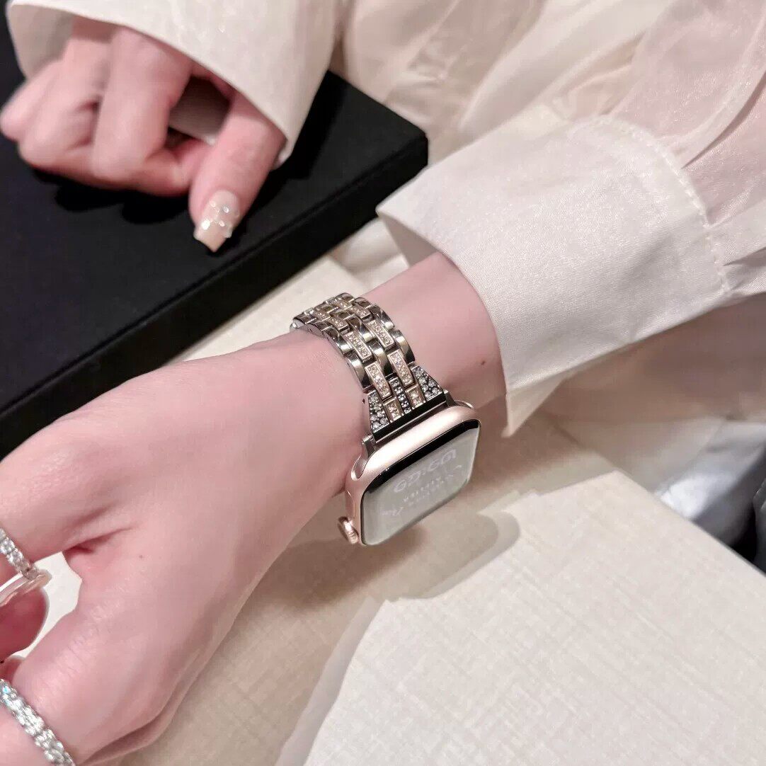 适用iWatchS11鎏金闪钻链条腕带
