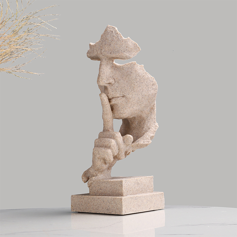 沉默是金电视柜摆件抽象工艺品创意人物雕塑雕像办公室客厅装饰品