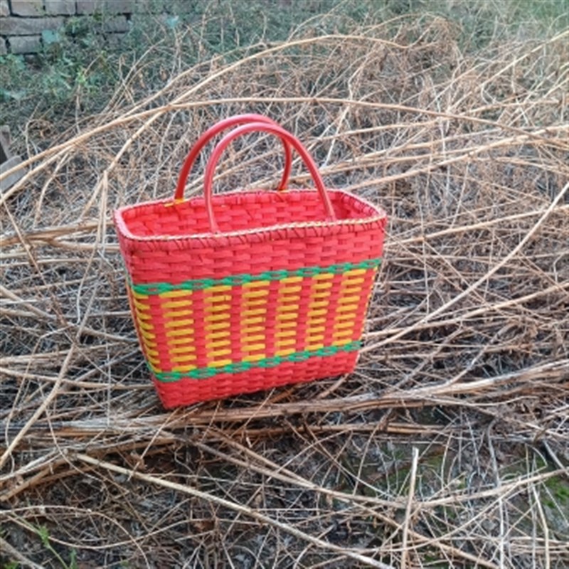 菜篮子购物篮收纳篮水电工具篮水果篮装干货篮豆子篮塑料带编织蓝