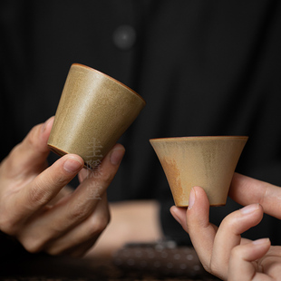 圭隐堂手工粗陶家用功夫茶杯复古主人杯个人专用单杯品茗杯闻香杯
