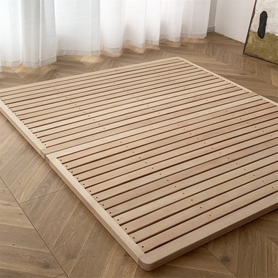 全实木硬床板山居木作进口榉木床板日式无靠背实木床架子床订制