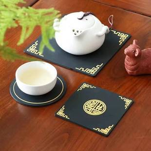 新中式 茶杯垫防烫隔热餐桌垫文化创意环保高档水茶壶烟灰缸防滑垫