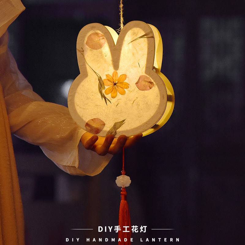2025灯笼花灯春节灯笼儿童兔子diy手工制作材料包手提发光古风
