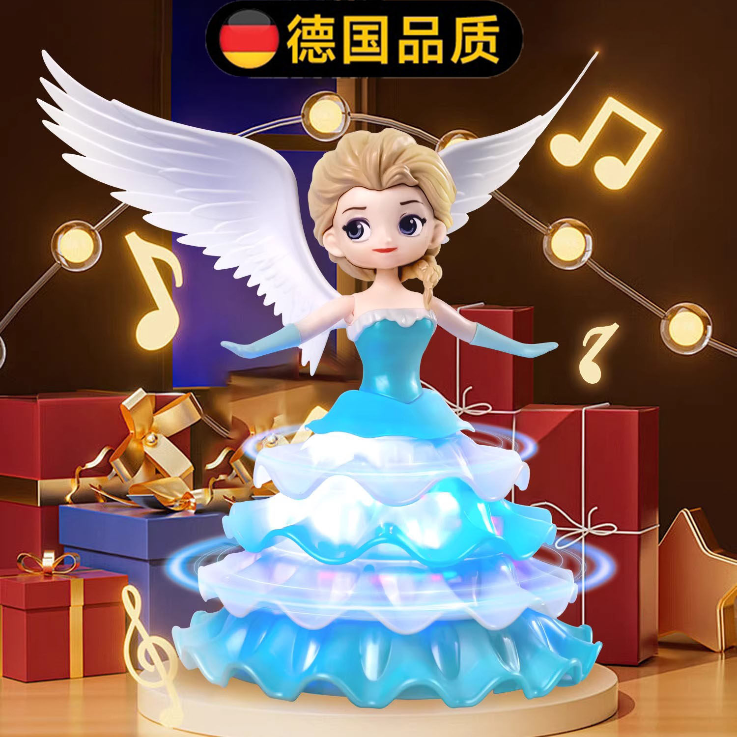 德国儿童礼物女孩会跳舞的爱莎公主玩具音乐灯光白雪电动旋转艾莎