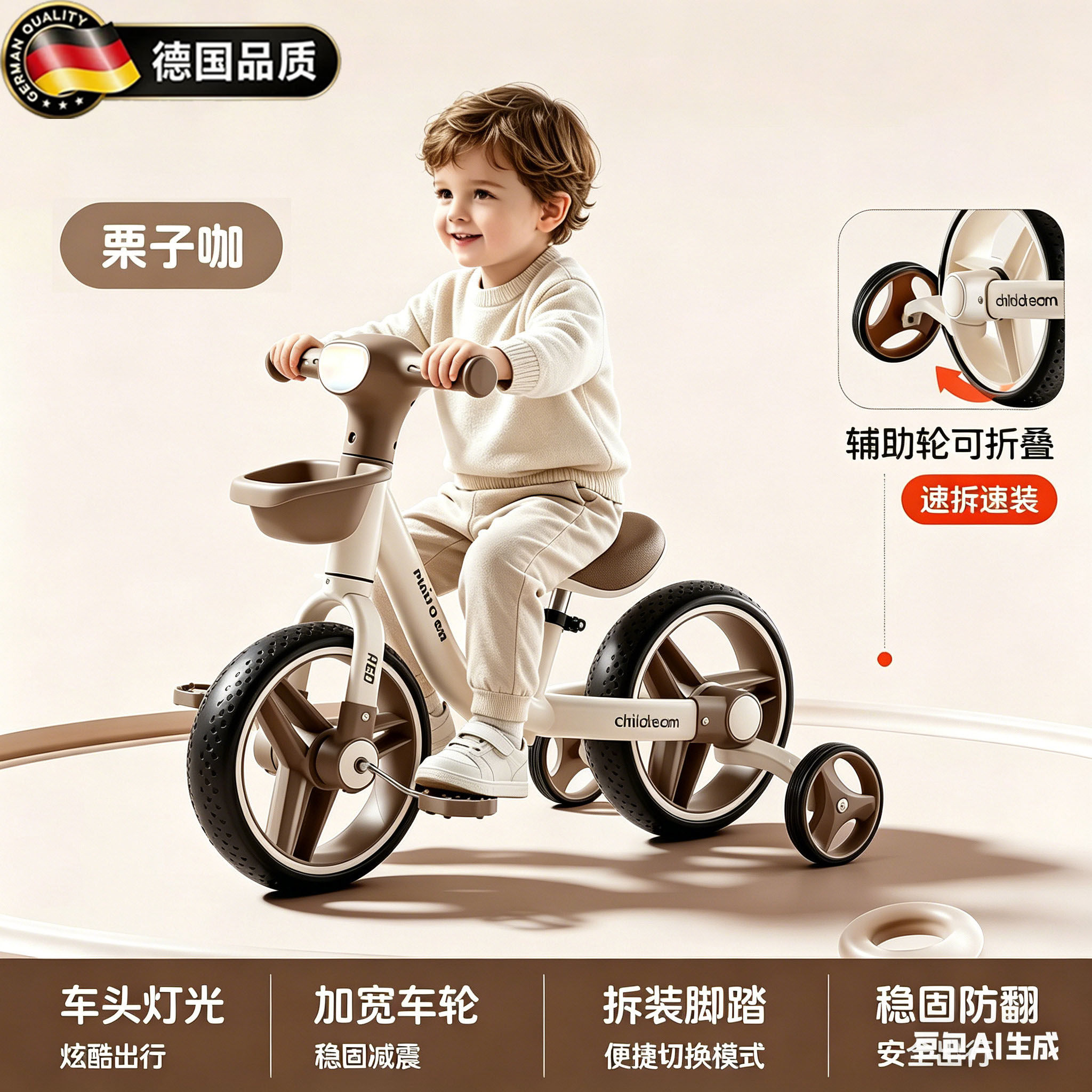 德国多功能防侧翻平衡车音乐灯光