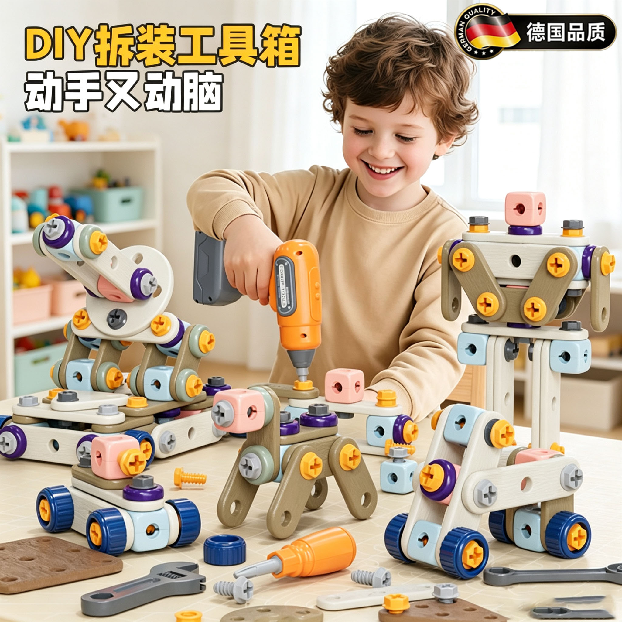 德国拧电钻螺丝儿童玩具益智礼物