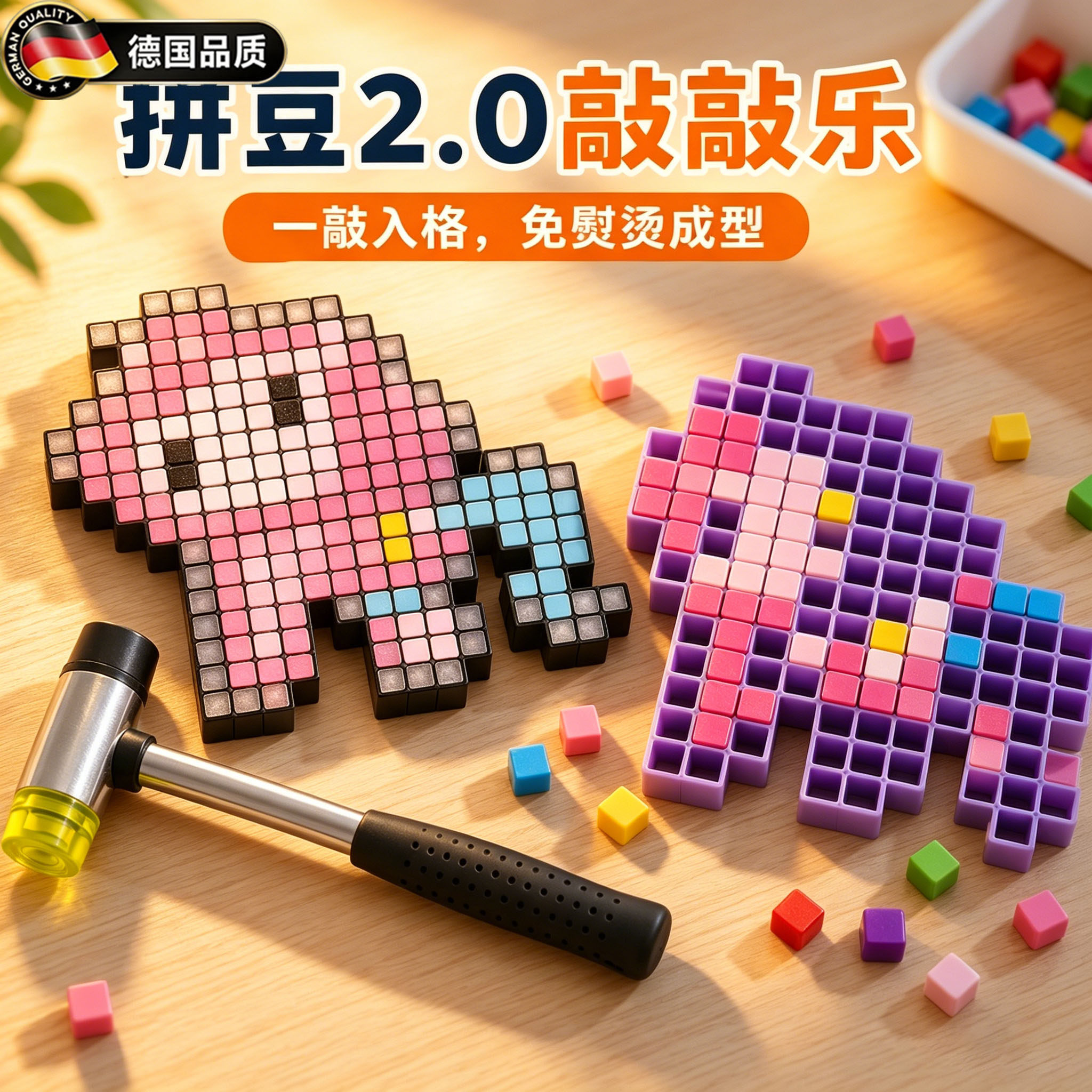 德国拼豆敲敲乐套装diy亲子互动