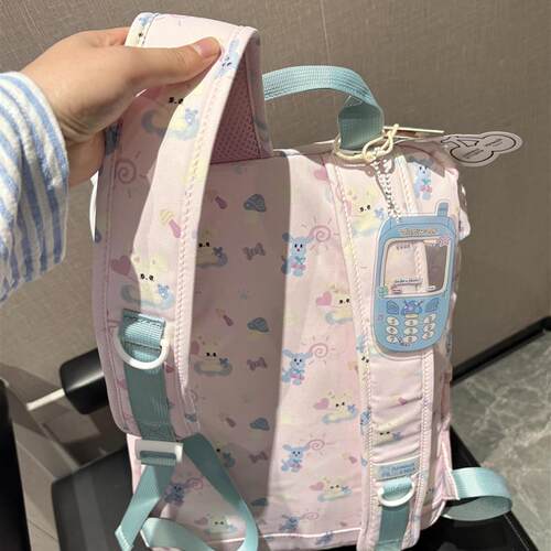 奶呼呼~小兔粉色双肩包ins小众女包男款初中小学生上学可爱高颜值