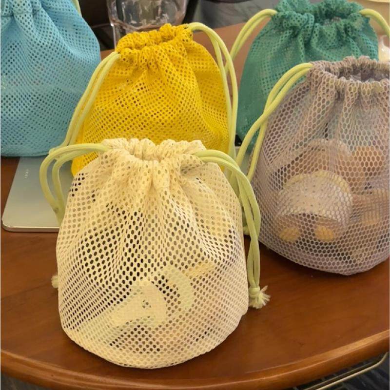 抽绳网布手提收纳袋大容量沥水袋衣服内衣化妆品口红洗漱旅行便携