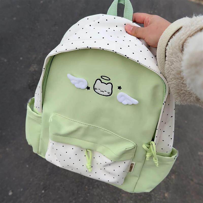 天使猫双肩包学生书包女ins小众大容量初中生高中生轻便旅行背包