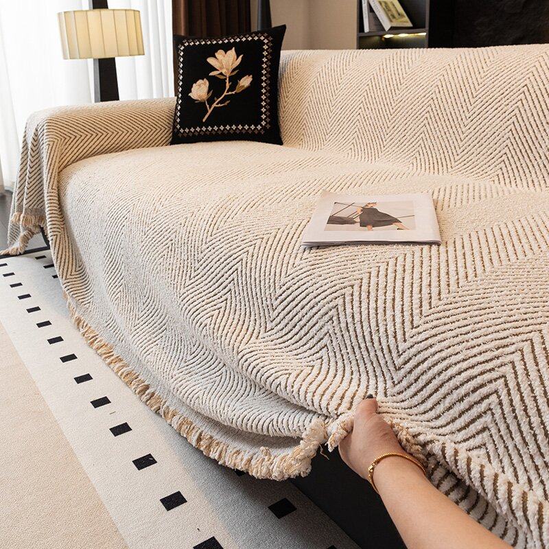 2025新款简约高级感条纹沙发巾沙发盖布四季通用沙发全盖套罩毯子,居家布艺,沙发垫,淘宝优惠券,粉丝福利购,淘宝优惠卷