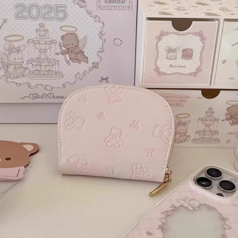 2026新款卡包女可爱防消磁多卡位短款少女心原创设计压印小熊钱包