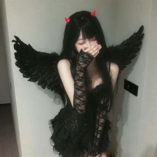 恶魔翅膀全身套装哥特风可外穿蕾丝暗黑项圈拍照cos服恶魔衣服女