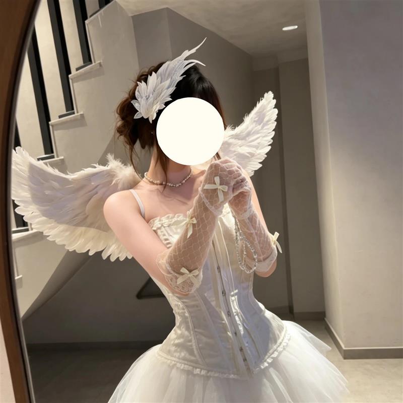天使服装全套翅膀背饰少女高颜值头饰氛围感蕾丝女仆cos拍照道具