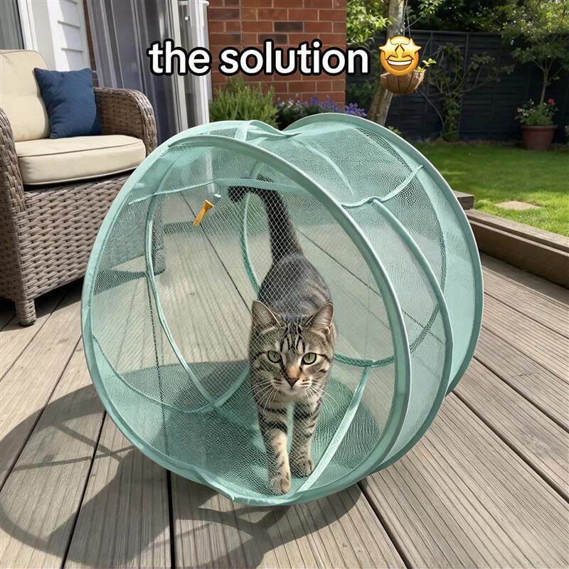 户外防丢溜猫神器！球形可折叠猫笼圆形溜猫宠物帐篷庭院遛猫围栏