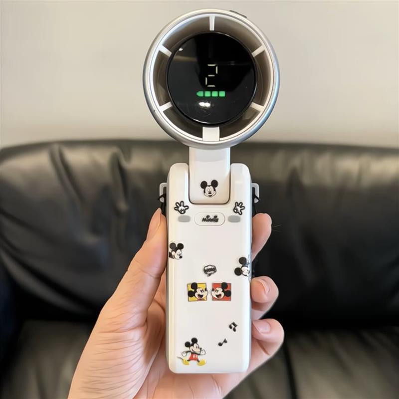 米奇手持小风扇创意户外可挂脖风扇便携式可折叠超长续航usb充电