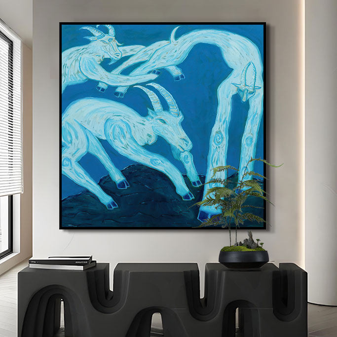 纯手绘油画手工肌理画印象派抽象艺术壁画民宿背景墙上的装饰挂画