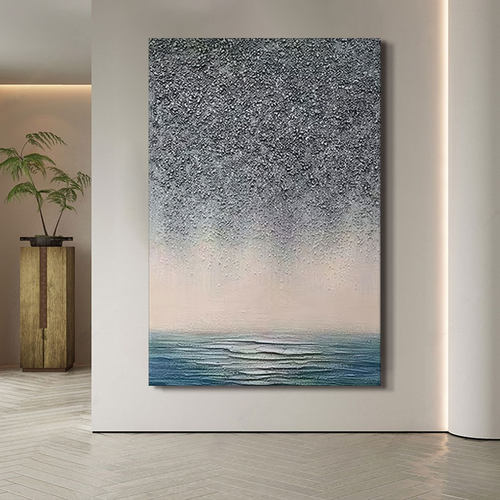 客厅现代简约侘寂风餐厅挂画抽象肌理中古油画大芬油画村装饰画