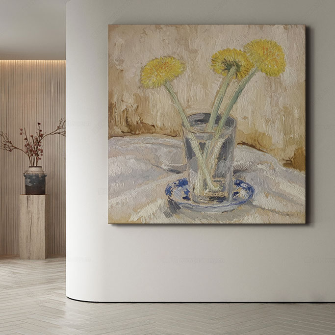 大芬村手绘花卉侘寂中古油画