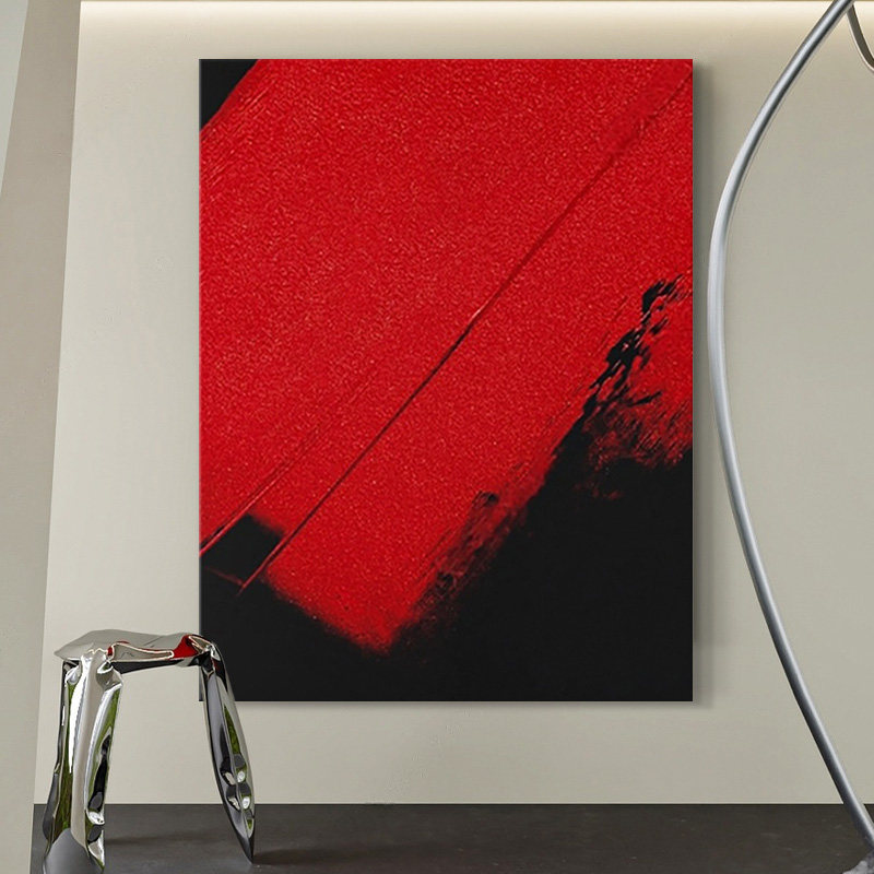 意式极简酒店餐厅挂画现代简约几何线条黑白装饰画高级感抽象油画
