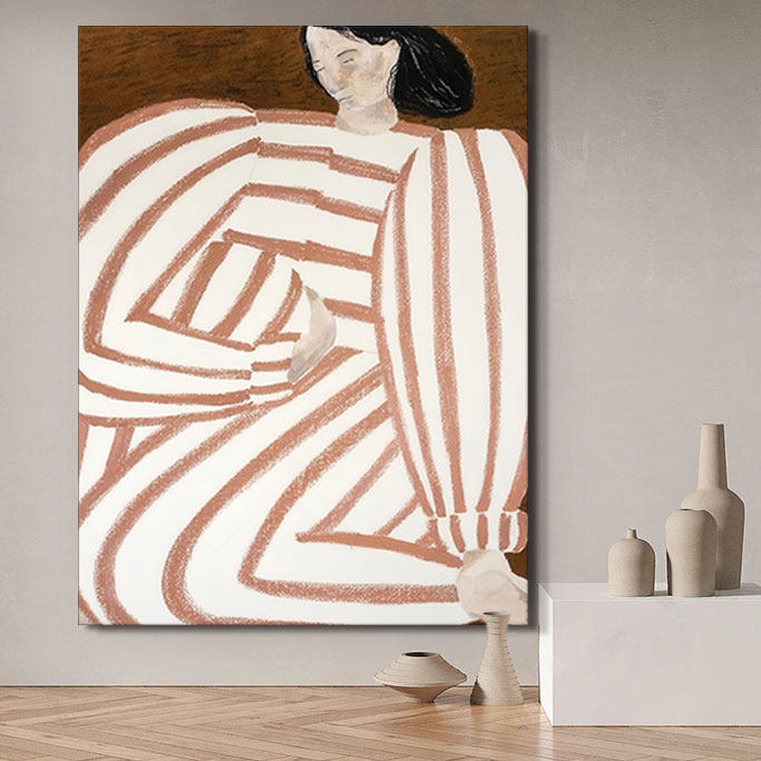 客厅餐厅卧室家居现代简约挂画抽象艺术高级感人物油画手绘装饰画