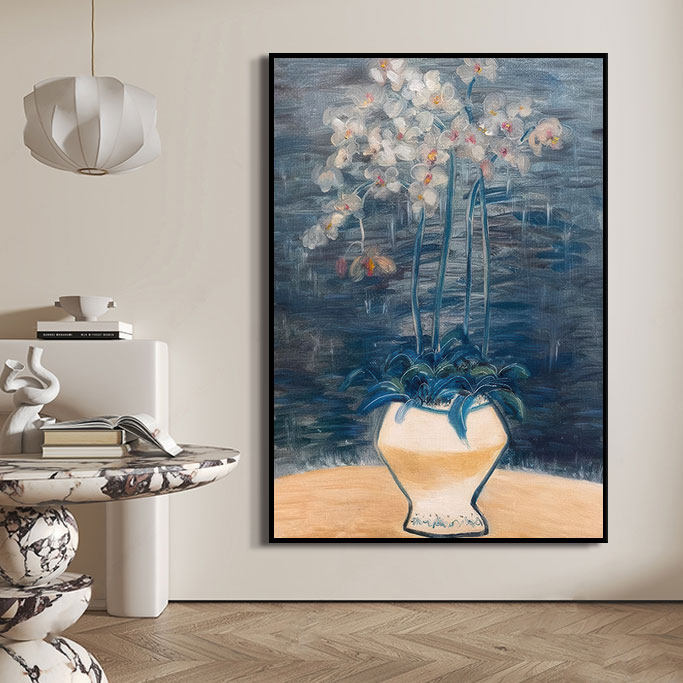 大芬油画村主卧室中古挂画客厅花卉艺术复古温馨奶油风玄关装饰画
