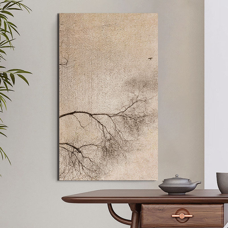 侘寂风手绘肌理油画线条竖版横版挂画大芬油画村客厅主卧室装饰画