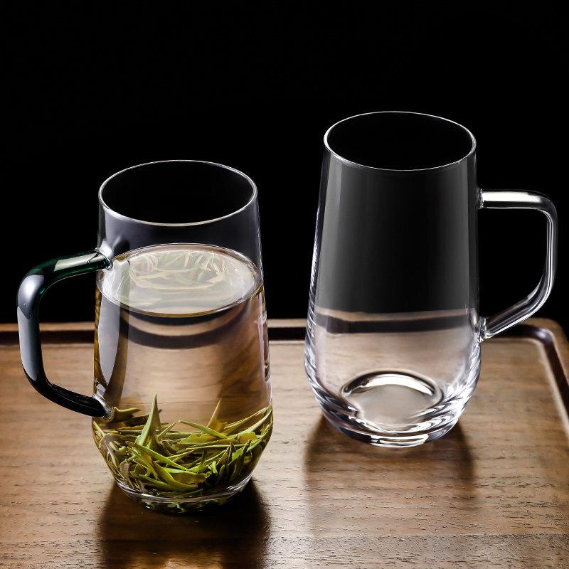 创意彩色把手玻璃杯高硼硅耐热泡茶杯喝茶专用绿茶杯办公室喝水杯