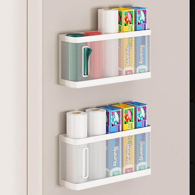 免打孔厨房磁吸置物架侧壁冰箱垃圾袋磁性收纳盒神器保鲜膜袋侧面