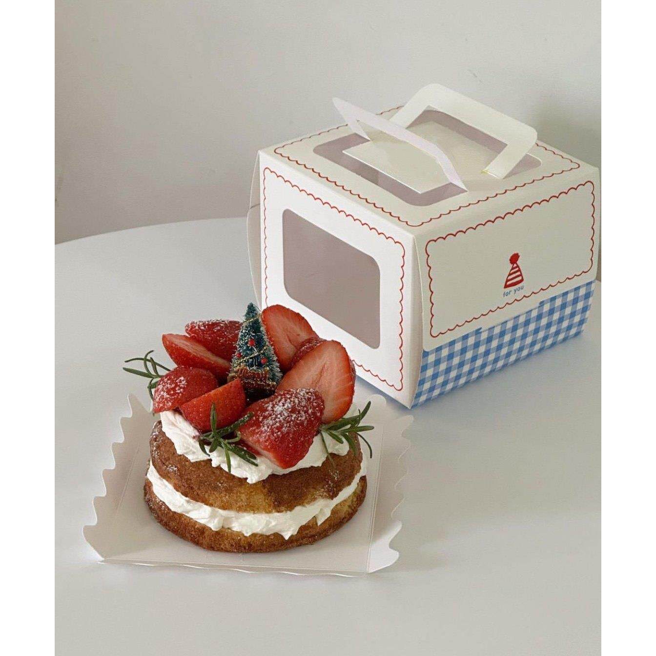 韩式清新可爱野餐生日蛋糕手提礼物包装纸盒甜品店4寸6寸打包盒子