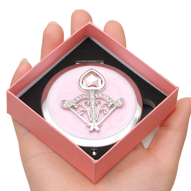 化妆镜便携带双面小号翻盖式圆形迷你小镜子女定制折叠口袋随身镜