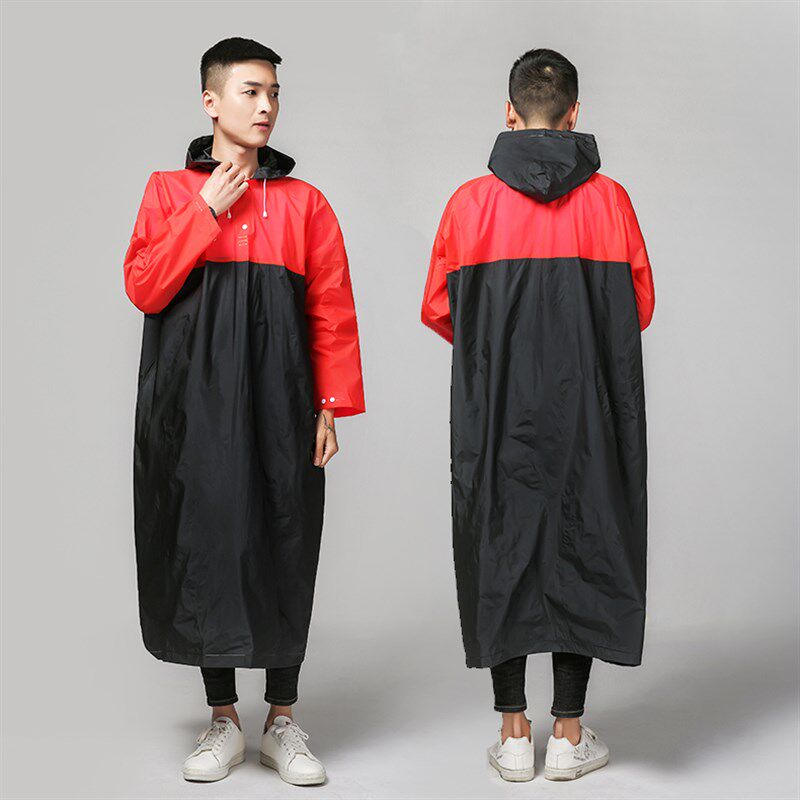 宽松长款时尚旅游雨披非一次性拼色大码可骑行套头式eva雨衣