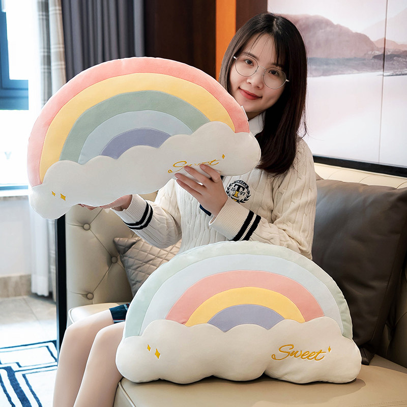 彩虹抱枕星星靠垫客厅沙发靠枕办公室午睡枕头车用靠垫被少女心