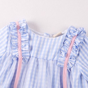 儿童装 格子女童连衣裙女宝宝秋装 5岁新款 纱裙子 公主裙超洋气1