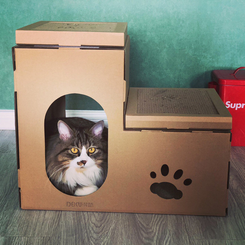 猫抓板窝双层瓦楞纸猫窝纸箱盒猫房子猫屋别墅猫咪磨爪器四季通用