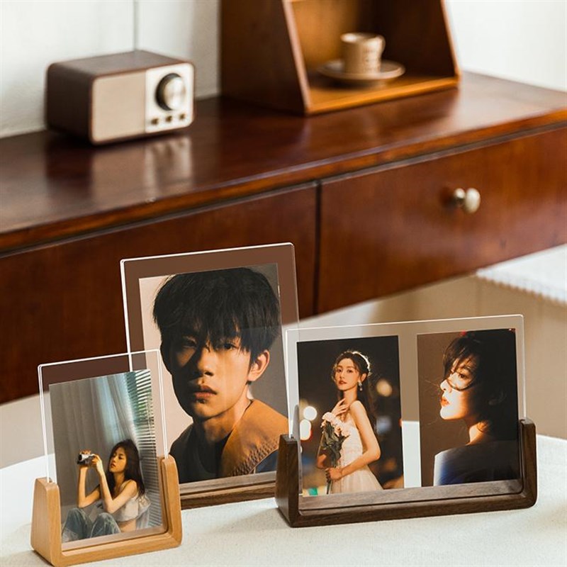 实木相框摆台洗照片亚克力透明做成相册打印加高级感海马体6六8寸