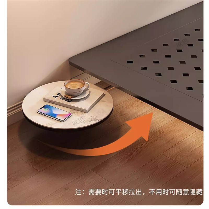 悬浮床碳素钢床架小户型卧室无床头2025新款床侘寂奶油风铁艺床架