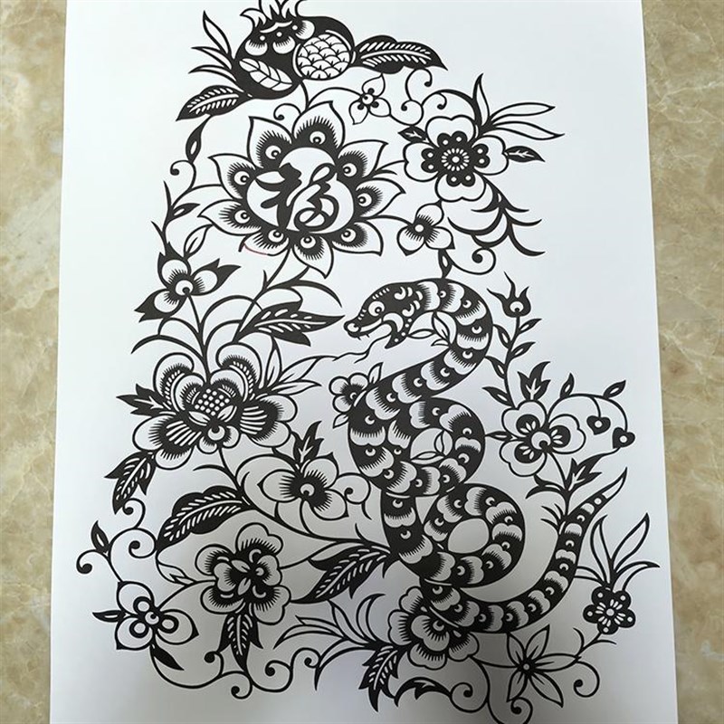 B款蛇年刻纸图案底稿手工剪纸图样模板剪纸刻纸图样中国风打印稿