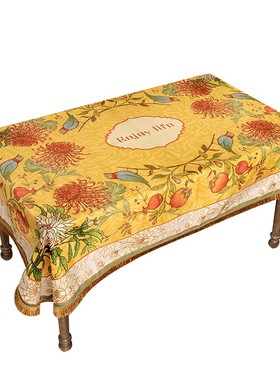 橙色回忆爱丽丝花园系列桌布美式田园毛绒餐桌盖布防尘台布圆桌布