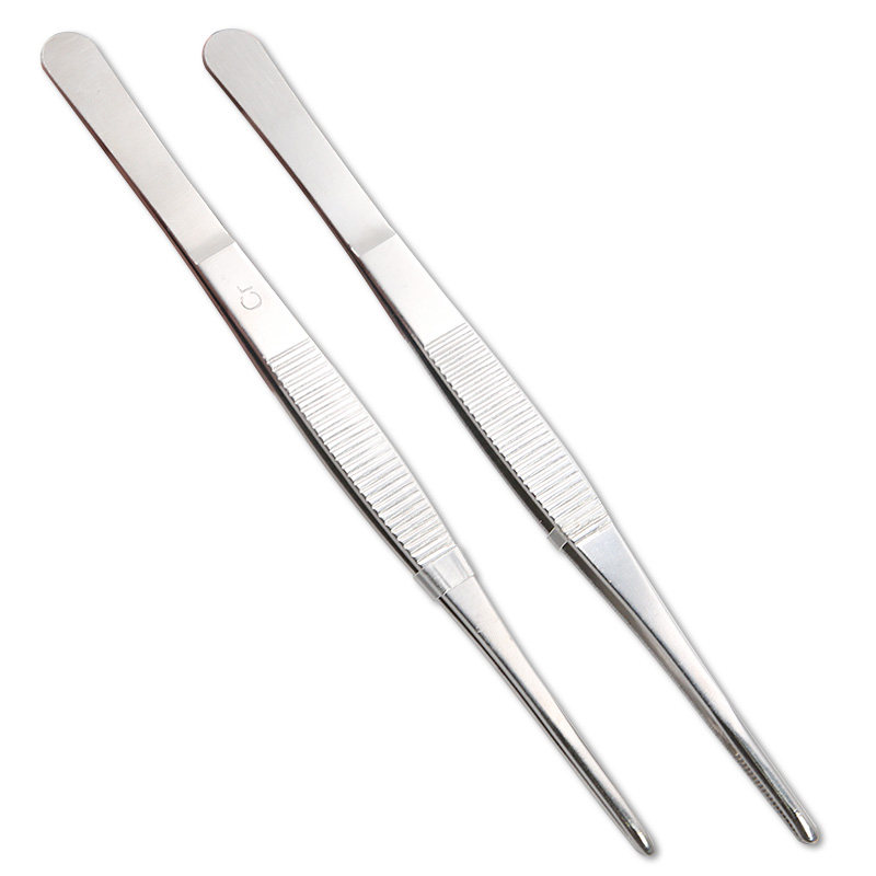 加长加厚不锈钢镊子维修工具夹子鱼缸水草直头防滑加硬小聂子捏子