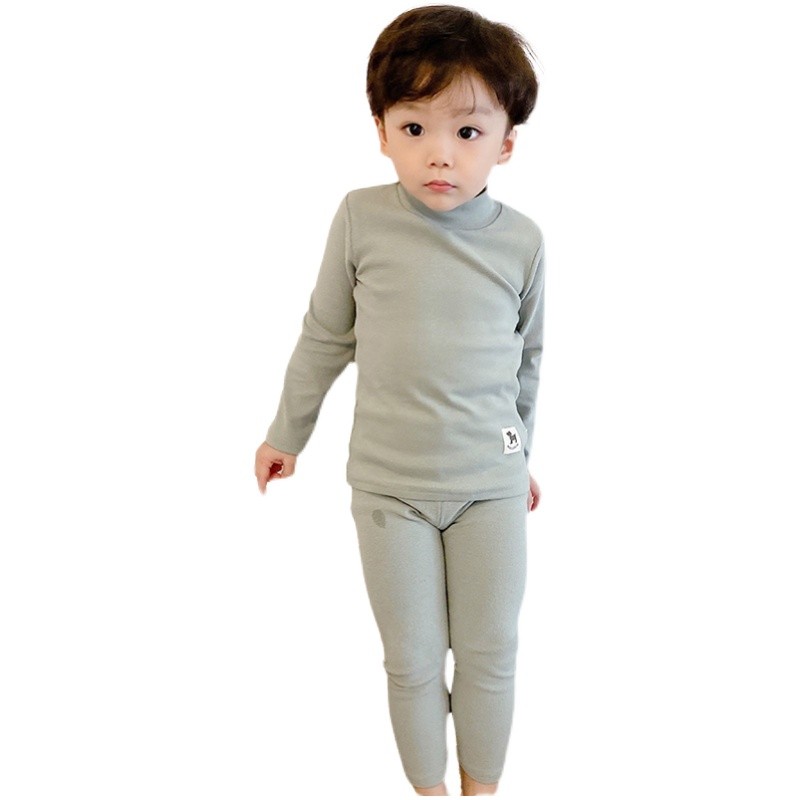 儿童秋衣秋裤半高领内衣套装男童全棉睡衣女宝宝打底保暖加厚秋冬