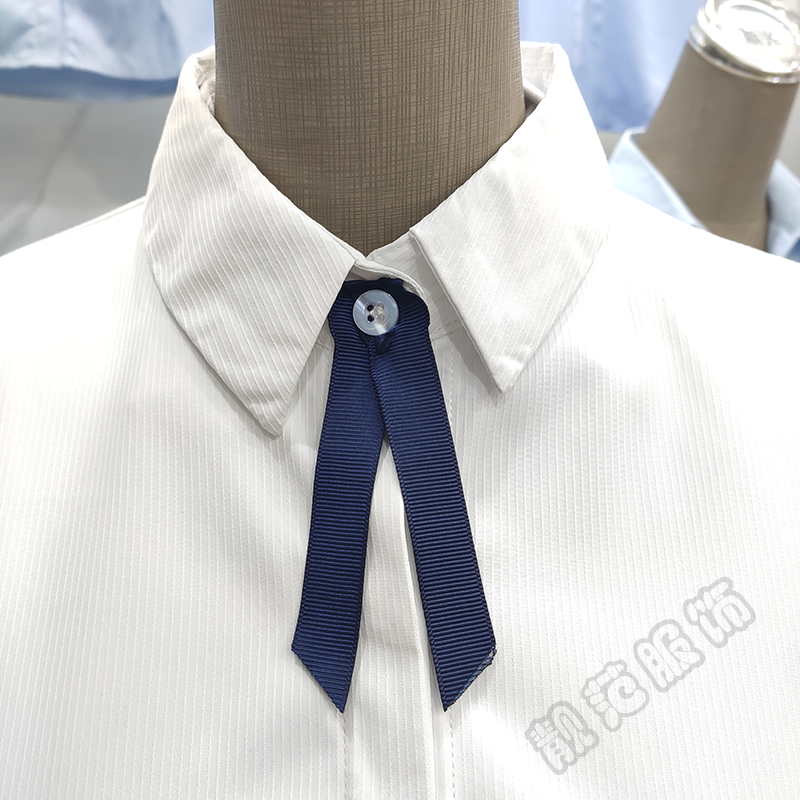 新款蓝色长袖衬衫短袖女连裤衬衣面试职业工装工作服正装大码弹力