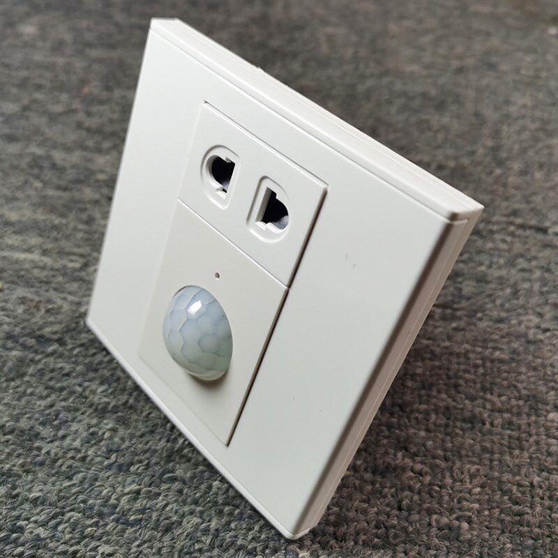 智能86型双控人体感应插座110V-220V红外线感应开关带插座面暗装