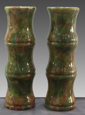 天然玉石古青玉竹节筒花瓶插花摆件客厅书房办公室家庭装饰送礼品