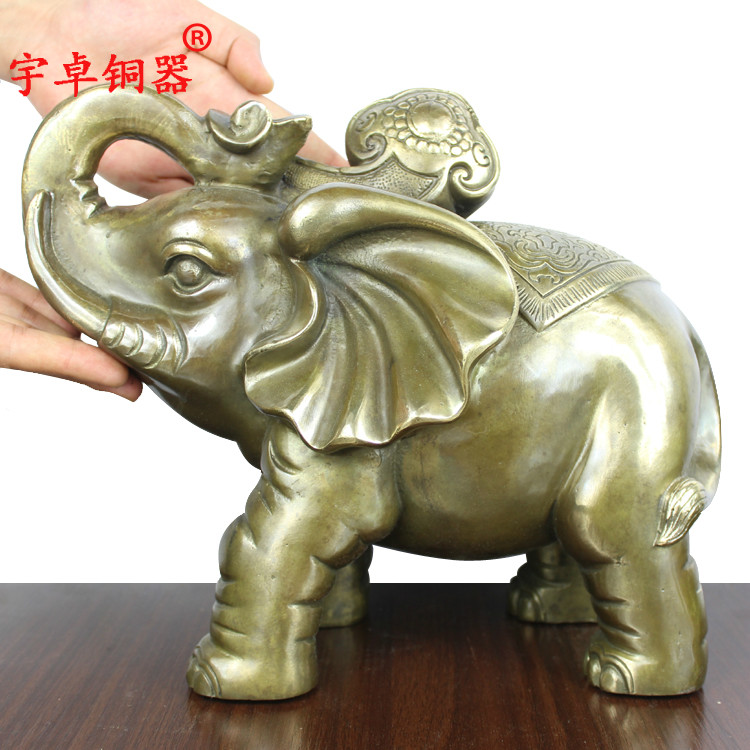 宇卓铜器黄铜大象铜财福象铜大象工艺品摆件 纯铜象黄铜象