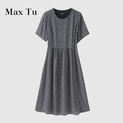 MaxTu波点大码遮肚显瘦连衣裙