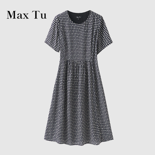 MaxTu波点大码遮肚显瘦连衣裙