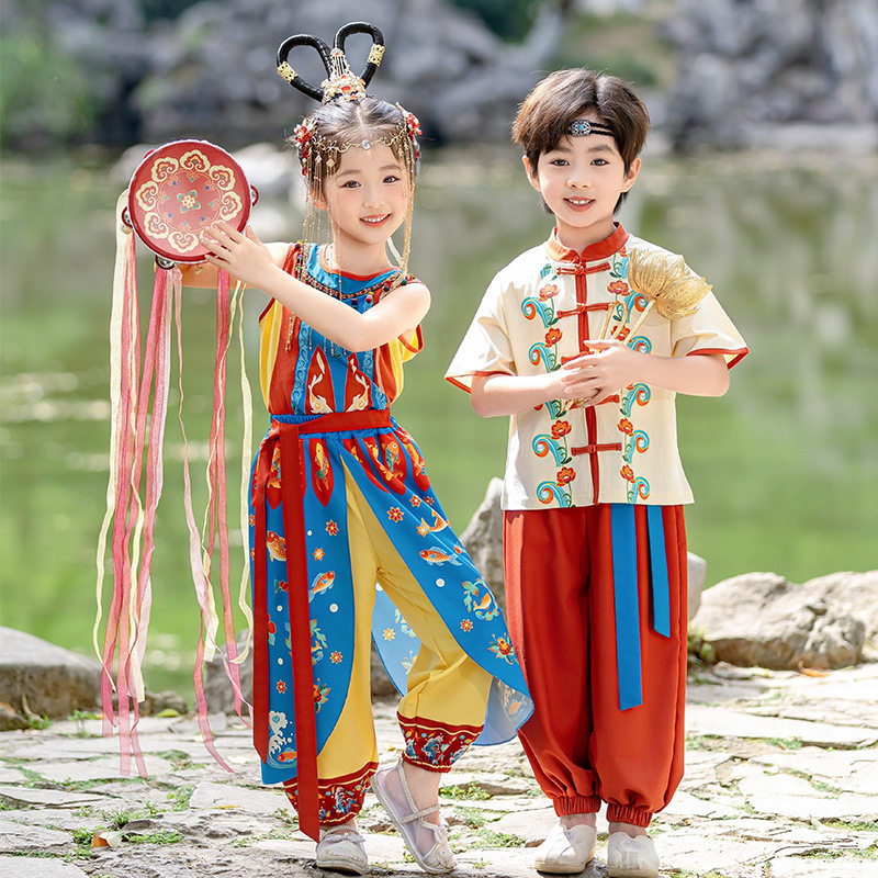 2026新款敦煌飞天儿童演出服女童汉服舞蹈腰链古典舞异域风情民族